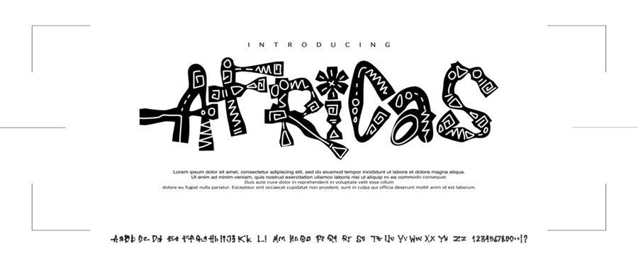 Africas Font is A bold decorative display font inspired by African tribal patterns with expressive hand-drawn forms and cultural character.
