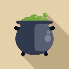 Fototapeta premium Witch's cauldron with bubbling green potion, ideal for halloween, magic, witchcraft, or even a chemistry experiment