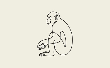Minimalist line art of a monkey sitting and playing © StockSynergy