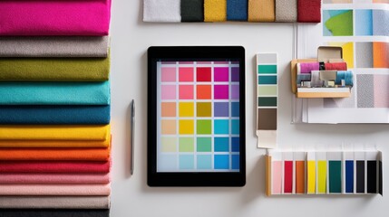 Digital color palette and fabric swatches for creative interior design inspiration,Book Publishers Day