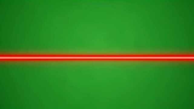 Red neon pulse line on green screen. Heartbeat data evolving from life to flatline rhythm. Medical monitoring background footage.