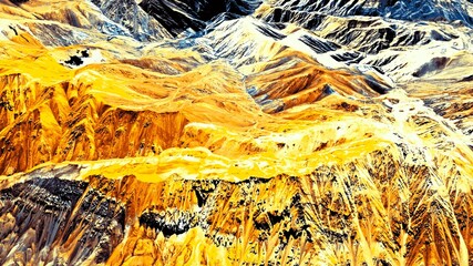 birds eye view the Andes from above mixed media