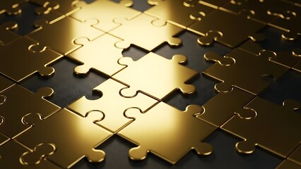 Golden Puzzle Pieces - A Symbol of Connection and Problem Solving.