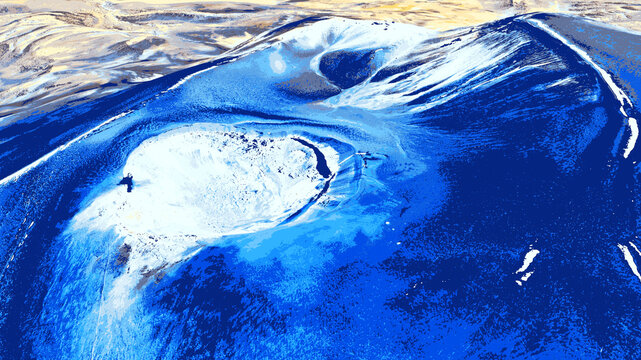 birds eye view the Andes with the Isluga Volcano from above mixed media