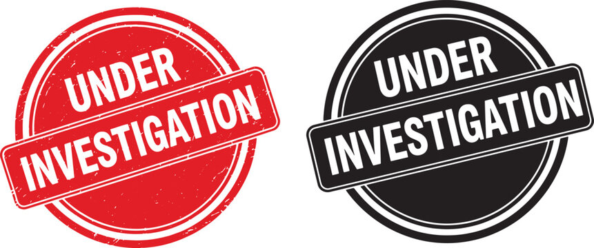 Under Investigation Stamp Vector &ndash; Red and Black Grunge Badge Labels