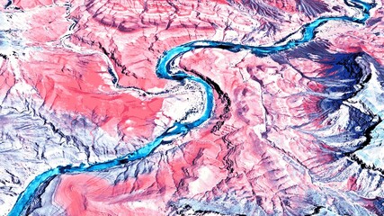 birds eye view the Grand Canyon from above mixed media