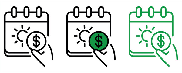 Secure your future income by scheduling payment dates with this professional financial planning calendar icon set.