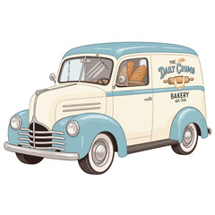 Vintage Bakery Delivery Van &ndash; "Daily Crumb" Retro Truck Vector