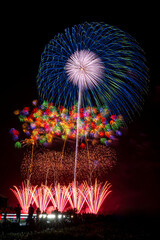 colourful firework display set for celebration happy new year and merry christmas and  fireworks on black background