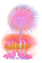 colourful firework display set for celebration happy new year and merry christmas and  fireworks on white background
