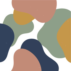 Naklejka premium Abstract Organic Shapes: A contemporary artistic composition featuring fluid, organic forms in a palette of muted earth tones and deep blues, creating a sense of visual harmony and modern aesthetic.