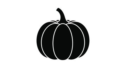 A simple black silhouette of a pumpkin clearly defined in its shape