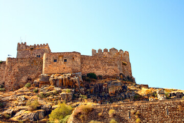 Historic Alburqueque Castle in Spainl under Clear Blue Sky