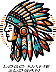 American tribal eagle tattoo illustration design