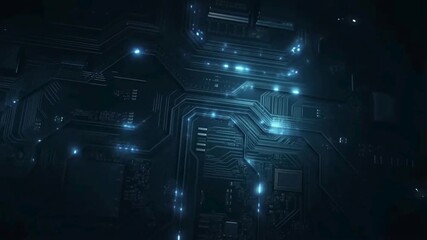 Abstract glowing blue circuit board pathways technology - Powered by Adobe