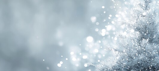 Minimal Scandinavian white Christmas bokeh, cool neutral tones, light airy atmosphere, premium soft commercial design, elegant festive winter background, serene holiday aesthetic