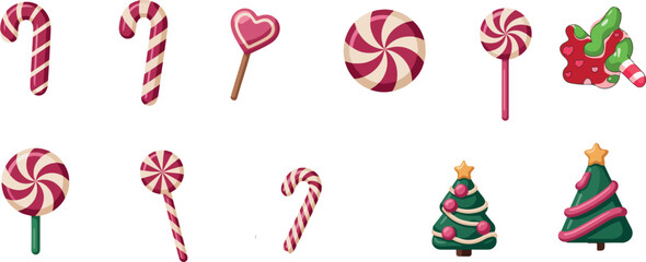 Obraz premium Christmas candy canes in a glass illustration