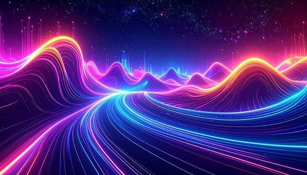 abstract, hyperwave, lines, tech, fast, motion, futuristic, neon, digital, gradient, background, wallpaper, template, bright, modern, energy, wave, design, pattern, cyber