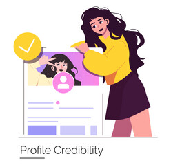Social Media Profile Approval Vector Illustration