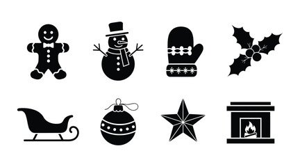 Christmas Icons Set &ndash; Holiday Silhouette Collection