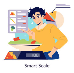 Smart Scale and Nutrition Tracking Vector Illustration