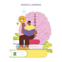 Mindful Learning Illustrated with Brain and Books