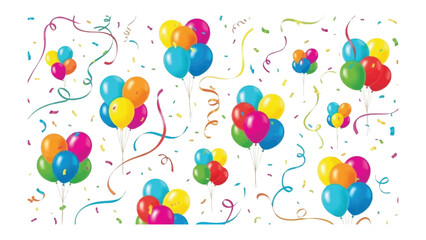 Festive Balloons and Confetti: A vibrant collection of colorful balloons floats amidst a flurry of confetti, embodying the spirit of celebration and joy. The image radiates energy and excitement.