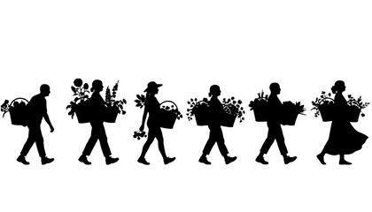 Person With Harvest Basket Silhouette