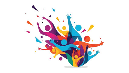 Abstract Crowd Celebration: A vibrant and abstract representation of a crowd, bursting with energy and celebrating a significant moment.