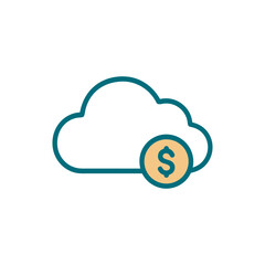 Cloud Finance Icon with Dollar Coin for FinTech Security and Smart Tech