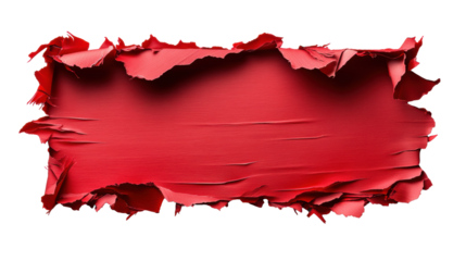 Torn Red Paper on Transparent Background