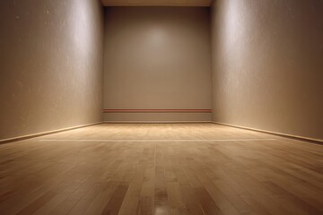 Uncluttered squash court backdrop with neutral tones and ample space