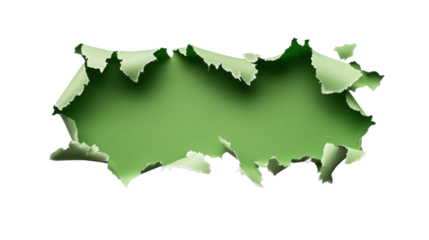 Torn Green Paper on Transparent Background