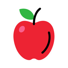 simple cartoon apple icon with vibrant colors and leaf design
