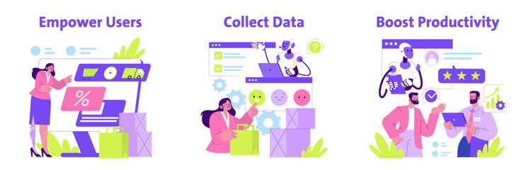 Empower Users and Boost Productivity Vector Illustration