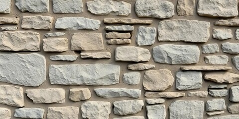 Fototapeta premium Rough, textured stone wall background, showing varied shades of grey and brown, stony, natural