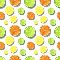 Watercolor Citrus Slices Seamless Pattern &mdash; Fresh Summer Tileable Design