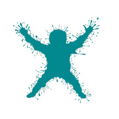 Fototapeta premium Dynamic Teal Figure Bursting with Splashes: A Celebration of Energy and Expression