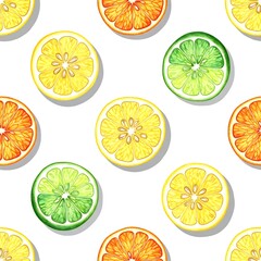 Watercolor Citrus Slices Seamless Pattern &mdash; Fresh Summer Design