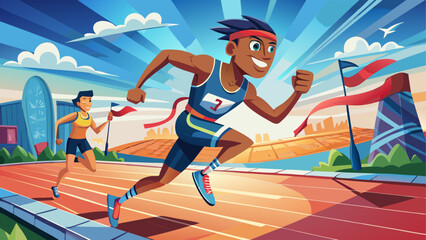 Runners competing in a track and field race