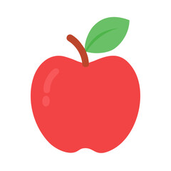 flat apple icon with bright colors and green leaf design
