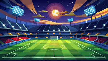 A soccer stadium at night with bright lights © Devili