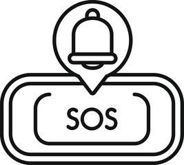 Sos button with a notification bell indicating an emergency alert or help request