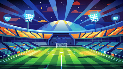 Illustration of a brightly lit stadium view © Devili