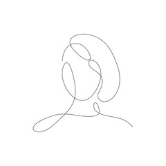 Minimalist Woman Bob Haircut Profile One Line Art Vector
