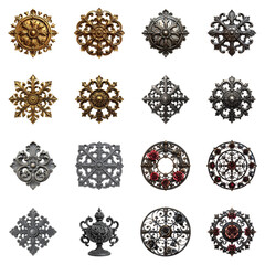 Collection of silver ornate floral elements