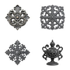 Collection of dark ornate square elements