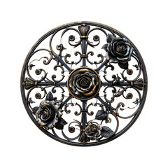 Dark golden ornate classical circular medallion