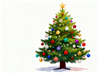 Festively decorated christmas tree with ornaments and lights