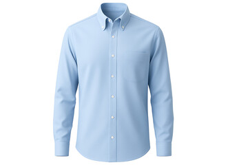 Classic light blue long sleeve button up shirt isolated on transparent background